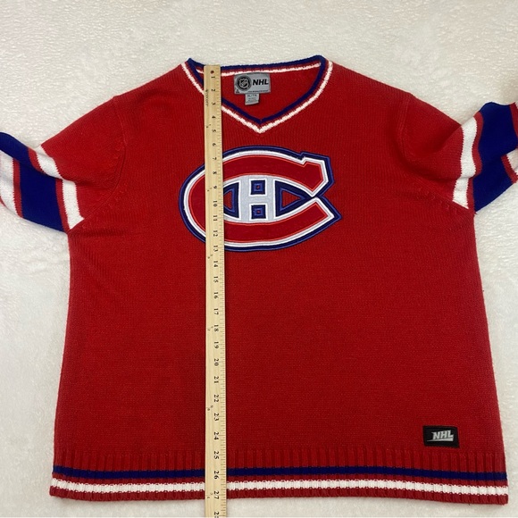 Vintage NHL Montreal Canadiens Knit Sweater Men's XL Red Embroidered Crest Logo - Picture 11 of 12